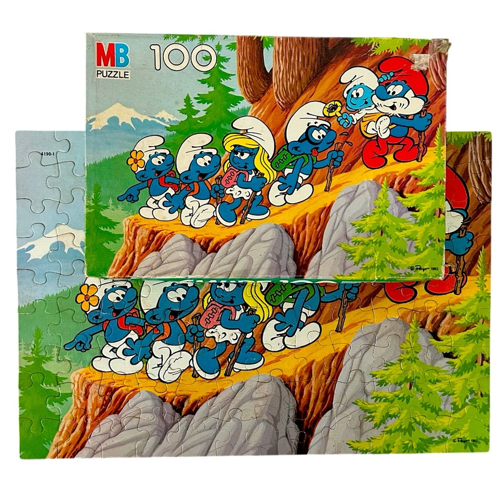 Puzzle 100 Hiking Piece Smurfs Puzzle Collectable Vintage in original box Smurfs